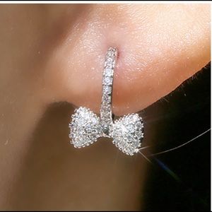 925 SS Tiny Bow CZ Earrings